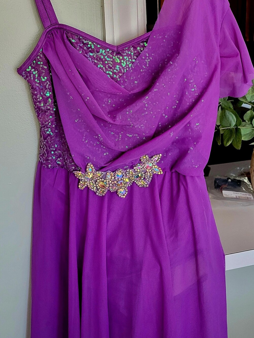 Weissman Purple Sequin Costume with Jeweled Waist.